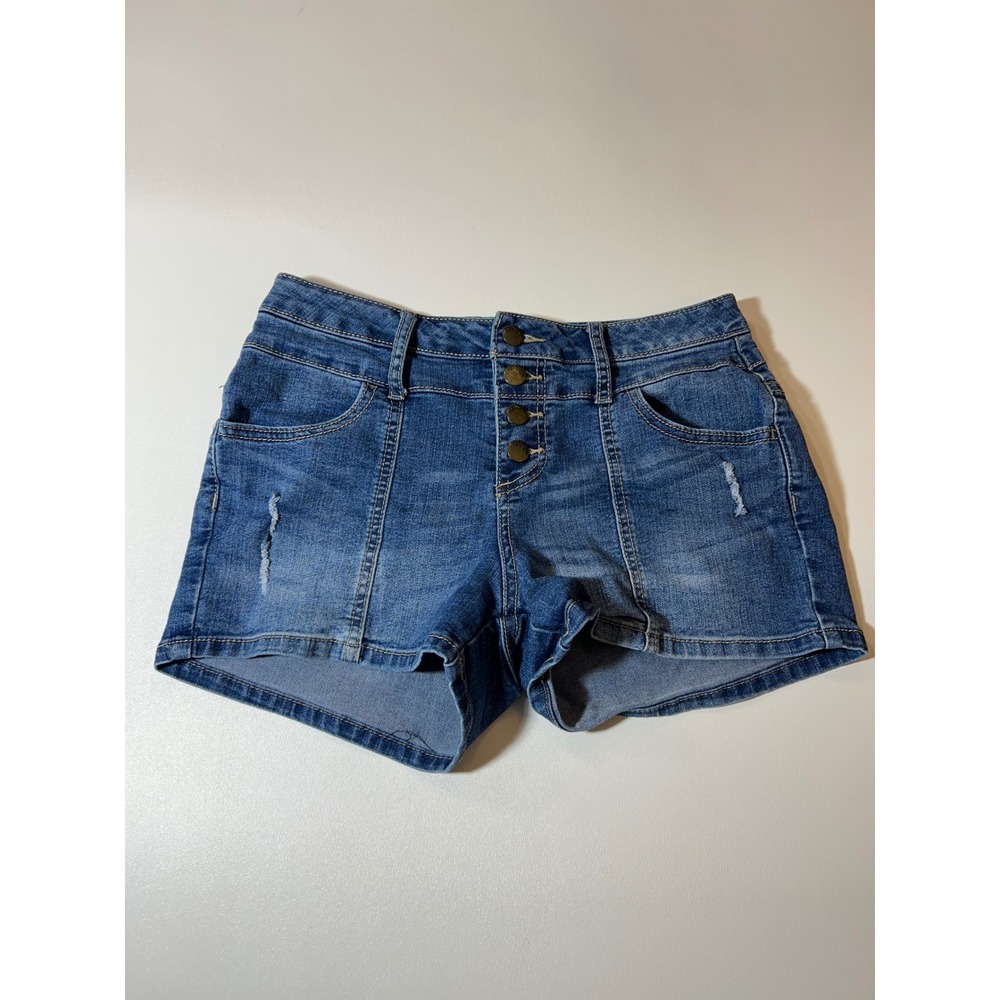 Bongo Denim Shorts Women's Size 5 Blue High Waisted Button Fly Distressed